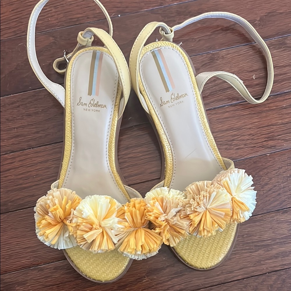 Sam Edelman Yellow Pom Pom Sandals